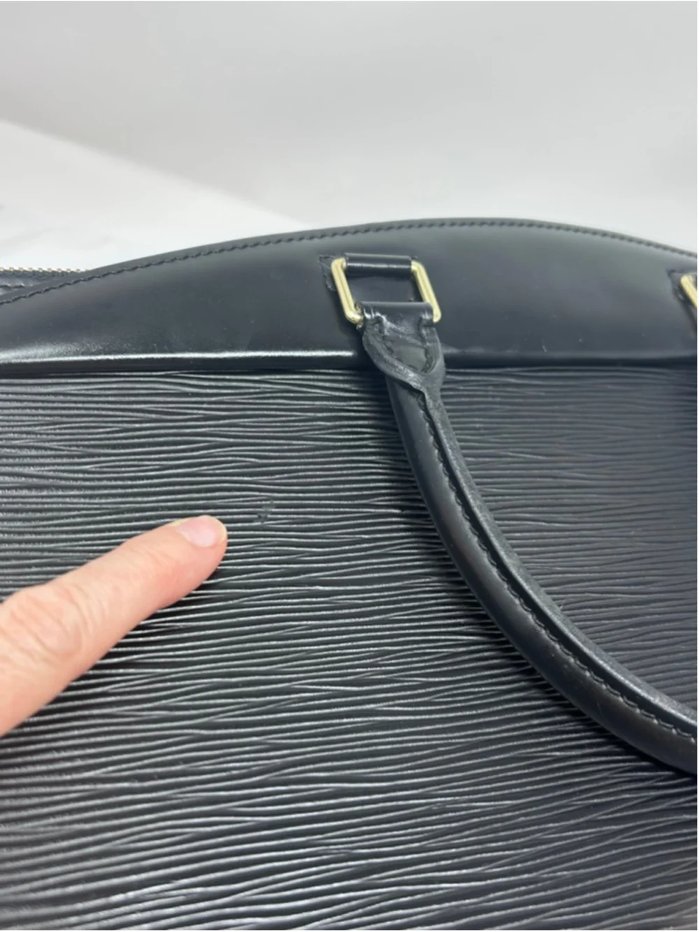 Louis Vuitton Riviera Epi Black Leather Satchel Handbag Gold Hardware France